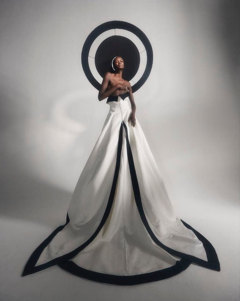 Grazia cover image featuring Alek in an editorial gown